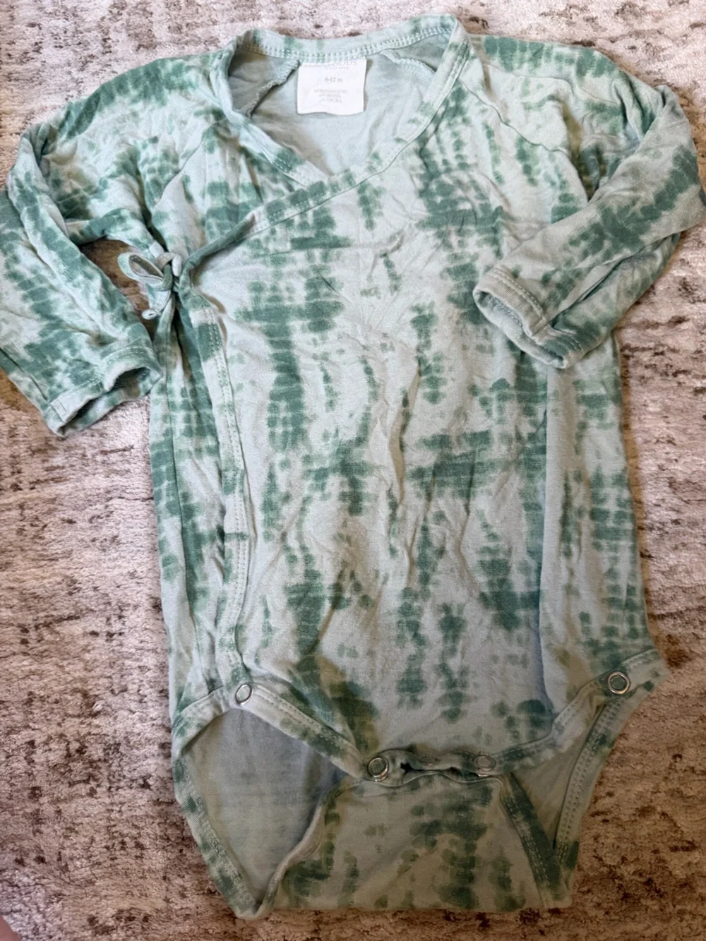 6-12 months - The Woods by Kate Quinn tie dye green onesie
